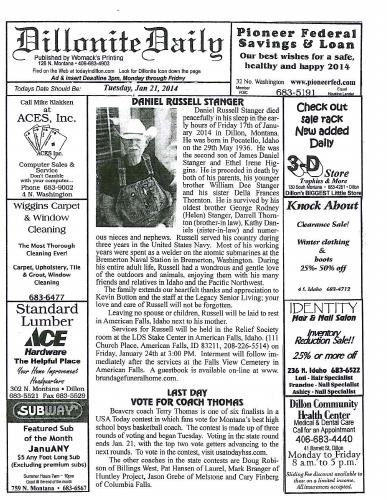 Tuesday, January 21, 2014
