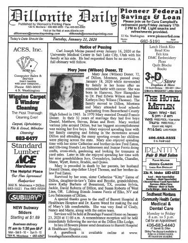 Tuesday, January 21, 2020
