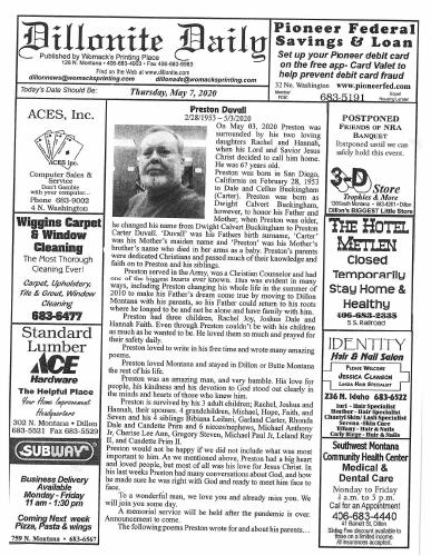 Thursday, May 7, 2020