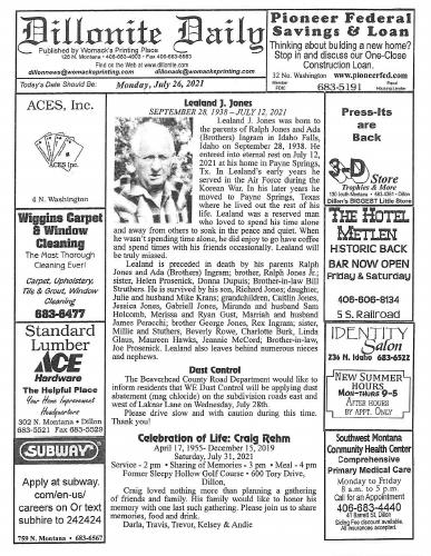 Monday, July 26, 2021