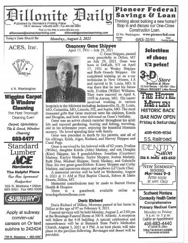 Monday, August 2, 2021