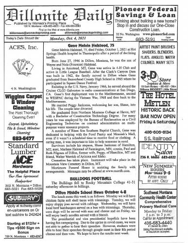Monday, October 4, 2021