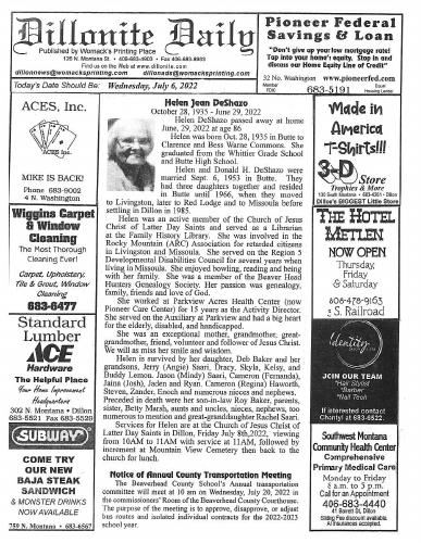 Wednesday, July 6, 2022