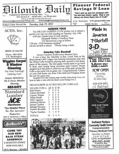 Tuesday, July 19, 2022