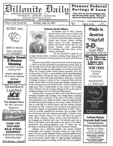 Tuesday, July 26, 2022