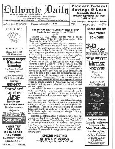 Tuesday, August 30, 2022