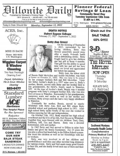 Monday, September 12, 2022