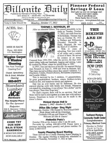 Monday, October 17, 2022
