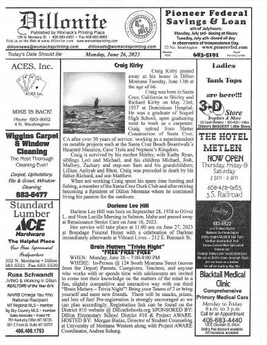 Monday, June 26, 2023